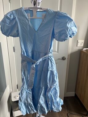 Lulu's Light Blue Puff Sleeve Tiered Midi Dress